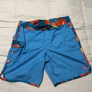 RBX Blue and Red Floral Men's Board Shorts